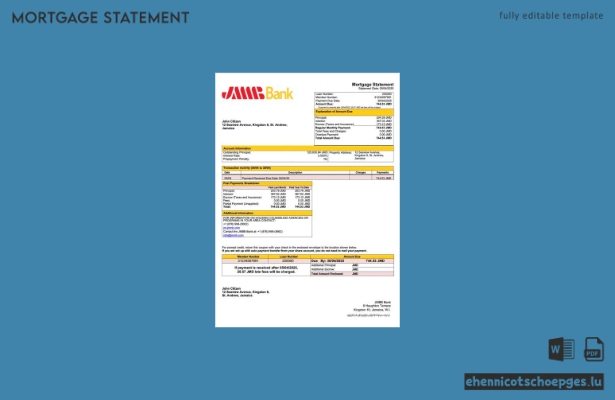 Beispiel eines Hypothekenauszugs der Jamaica JMMB Bank Limited (Word- und PDF-Datei)